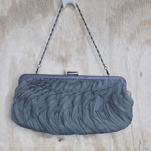 Rare Nite Bags by Carlo Fellini Elegant Grey Ruffled Clutch Evening Cocktail